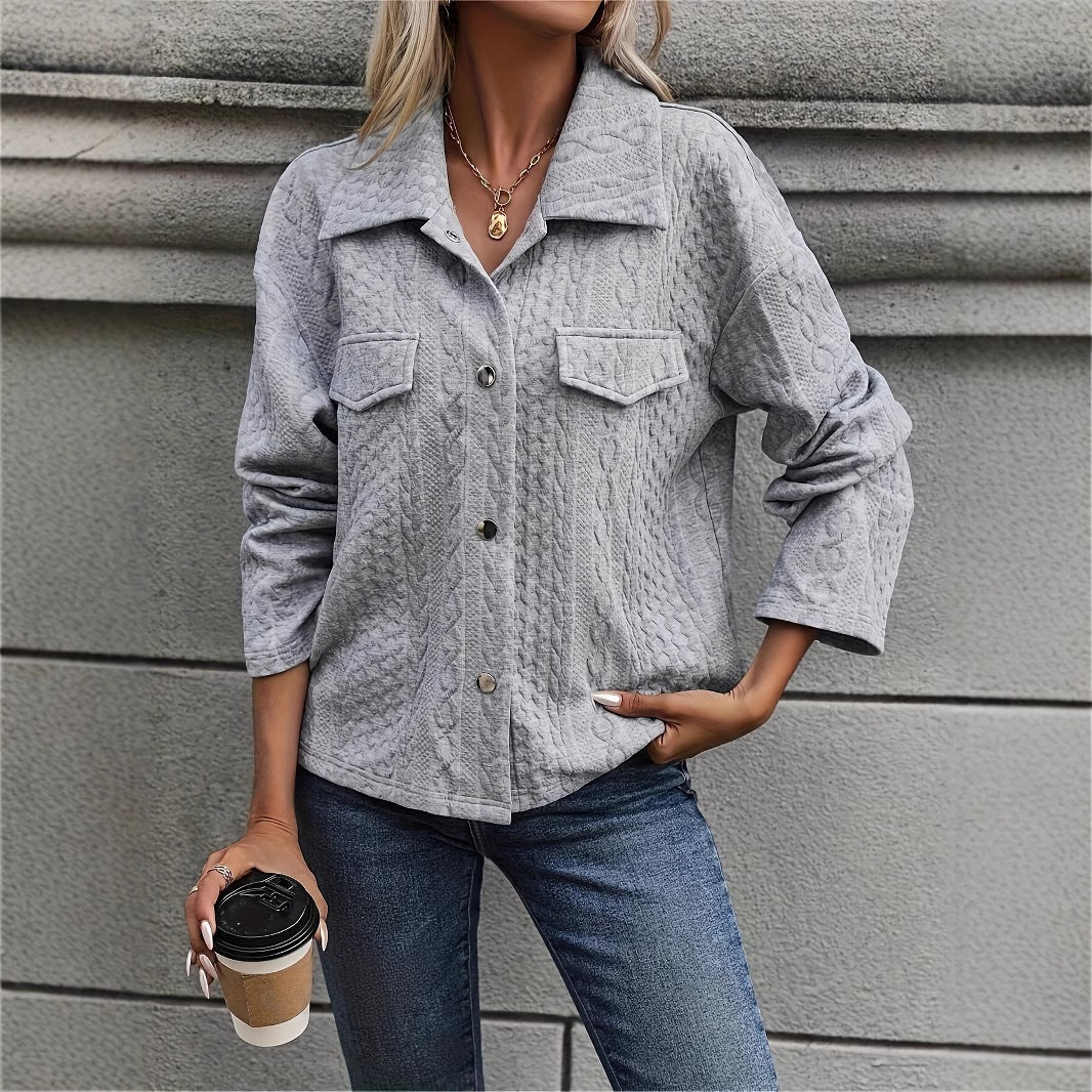 Women's Fall Winter Casual Fashion Solid Color Button Pocket Jacket